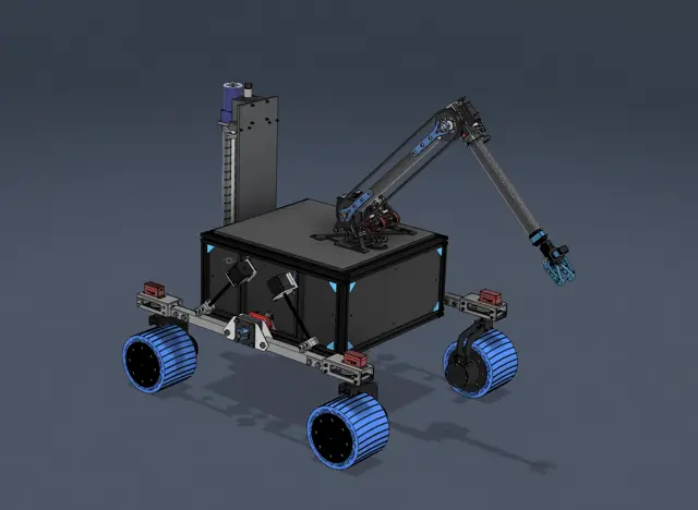 Render of the Lunomyss rover built for the European Rover Challenge
