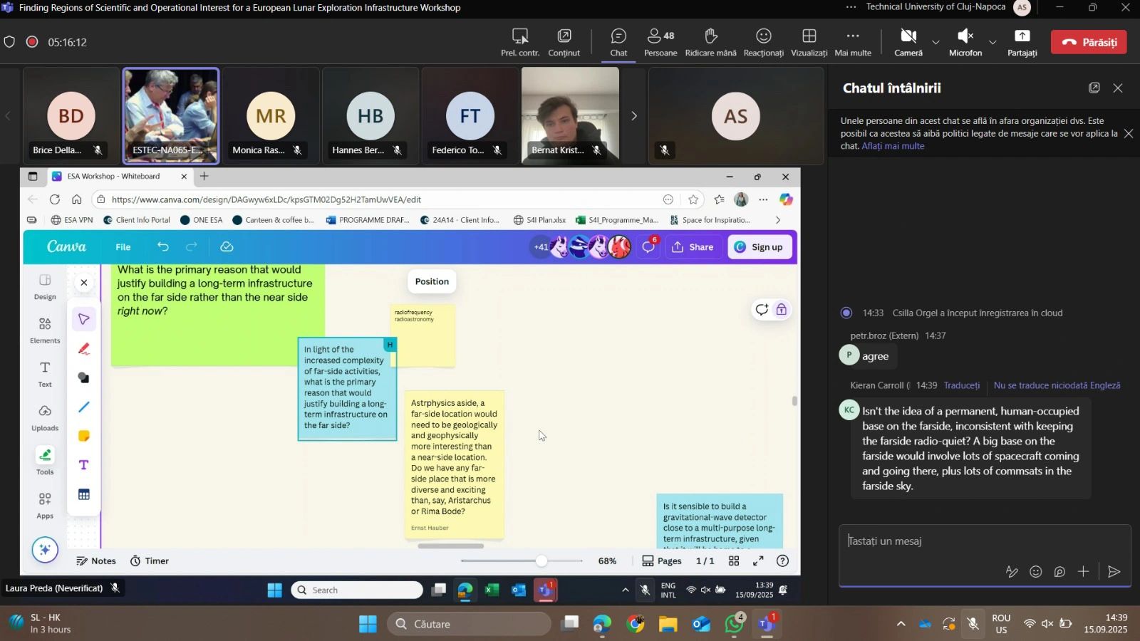 Workshop teams and discussions